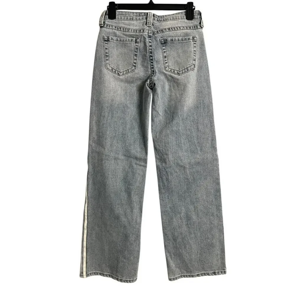 Celebrity Pink Wide Leg Jeans Juniors 1/25 Blue Medium Wash Side Stripe Stretch - Picture 7 of 7